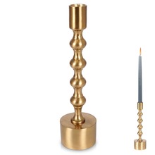 Świecznik na długą świeczkę aluminiowy złoty 23,5 cm