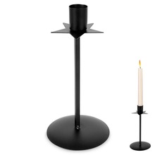 Świecznik na długą świeczkę metalowy czarny 18 cm
