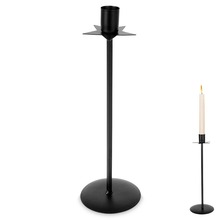 Świecznik na długą świeczkę metalowy czarny 28 cm