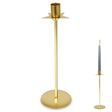 Świecznik na długą świeczkę metalowy złoty 28 cm