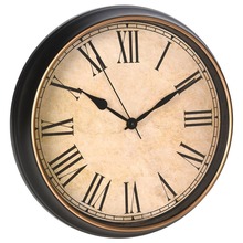 Zegar ścienny wiszący okrągły klasyczny czarny rzymskie liczby retro vintage loft 33 cm