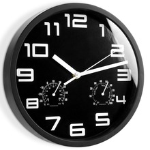 Zegar ścienny z termometrem i higrometrem czarny 25 cm