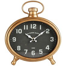 Zegar ścienny złoty czarny budzik 20,5x24 cm