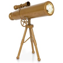 Zegar stołowy teleskop metalowy złoty 21,5x10x22 cm