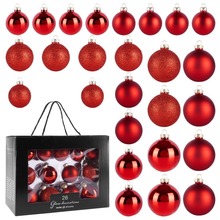 Zestaw bombek na choinkę bombki choinkowe świąteczne szklane czerwone komplet 26 sztuk