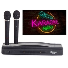 Zestaw karaoke 2x mikrofon bezprzewodowy + stacja
