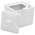 Cukiernica cukierniczka porcelanowa biała kwadratowa pojemnik na cukier z łyżeczką
