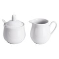 Cukierniczka z łyżeczką porcelanowa mlecznik z uchem biały