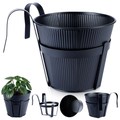 Doniczka balkonowa metalowa czarna 20 cm