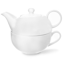 Dzbanek z filiżanką / zestaw do parzenia herbaty porcelanowy biały