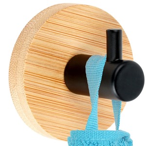 Haczyk wieszak samoprzylepny drewniany metalowy czarny 5x3,5 cm