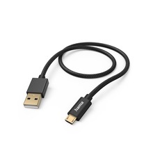 KABEL ŁADUJĄCY/DATA "FABRIC" USB-A- MICRO-USB, NYLONOWY, CZARNY