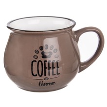 Kubek ceramiczny z uchem do kawy herbaty brązowy 320 ml