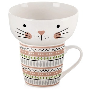 Kubek z miseczką dla dziecka porcelanowy 2 el.
