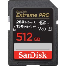 SanDisk Extreme PRO 512GB V60 UHS-II SD, 280/150MB/s,V60,C10,UHS-II
