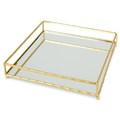 Taca na świece lustrzana kwadratowa złota metalowa / podstawka pod świeczki 25,5x25,5 cm